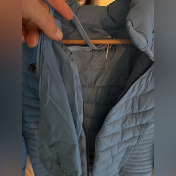 Michael Kors French Blue Packable MK Puffer Jacket Hood Coat Medium NWT - Picture 2 of 6